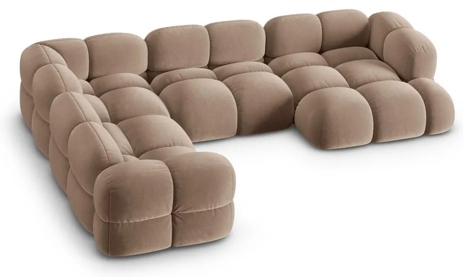 Barna bársony sarokkanapé (bal oldali-U alakú) Loretto – Cosmopolitan Design