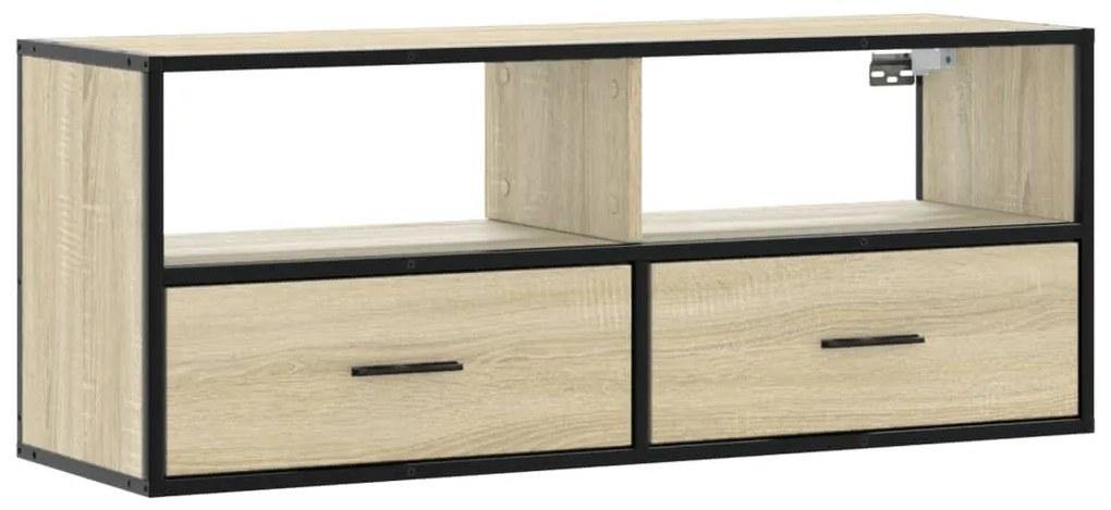 sonoma tölgy színű szerelt fa és fém TV-szekrény 100x31x39,5 cm