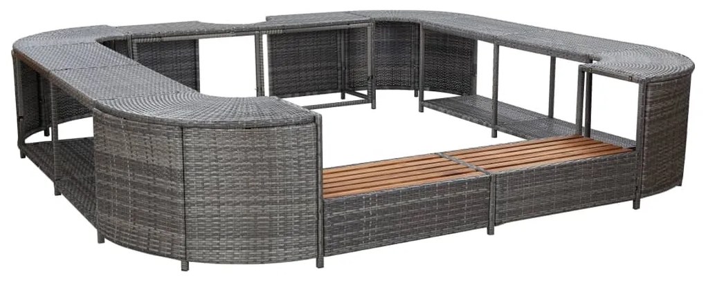 vidaXL szürke négyszög alakú polyrattan pezsgőfürdőkeret 268x268x55 cm