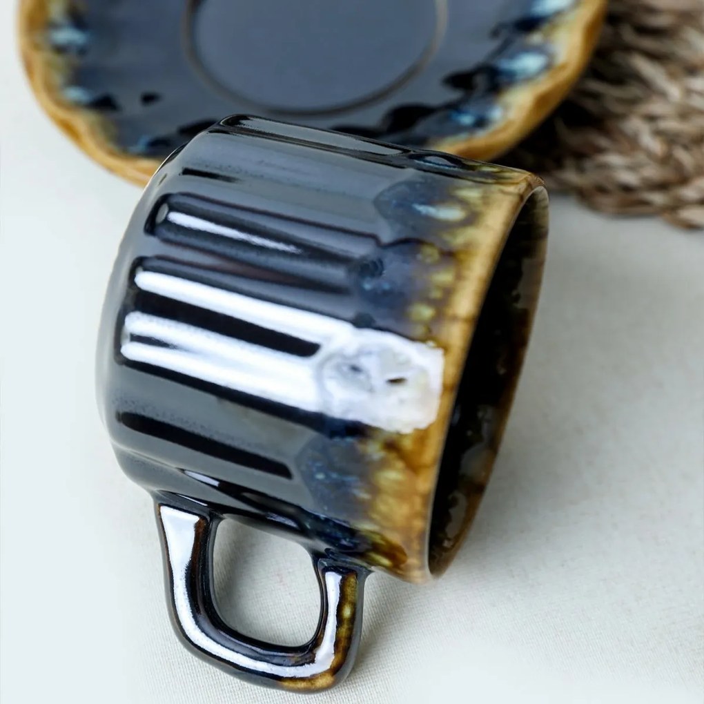 Elementa kőagyag csésze alátéttel 6 db-os szett, 185 ml, sötétkék