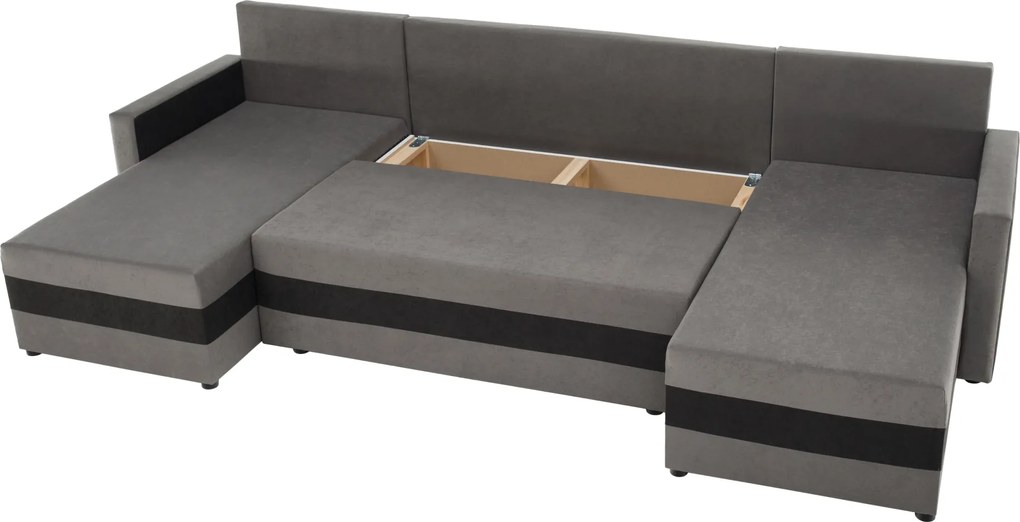 Univerzális ülőgarnitúra, szürke/fekete, PAULITA U