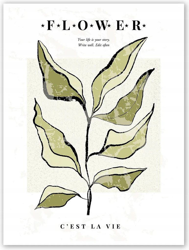 Boho levelek zöld Poszter 30x40cm art #T18