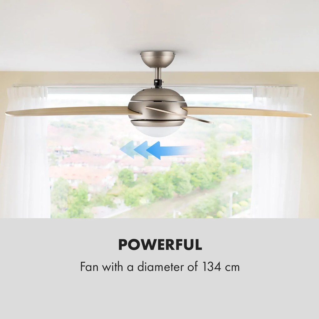 Bolero, 55W, mennyezeti ventilátor lámpával, 134cm, juharfa karok, távirányító
