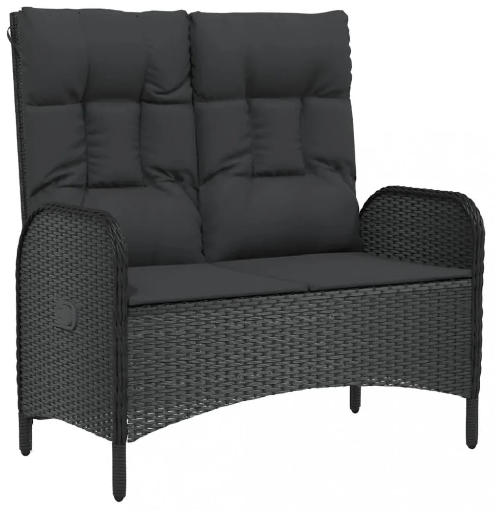 vidaXL 4 részes fekete polyrattan kerti étkezőszett párnákkal