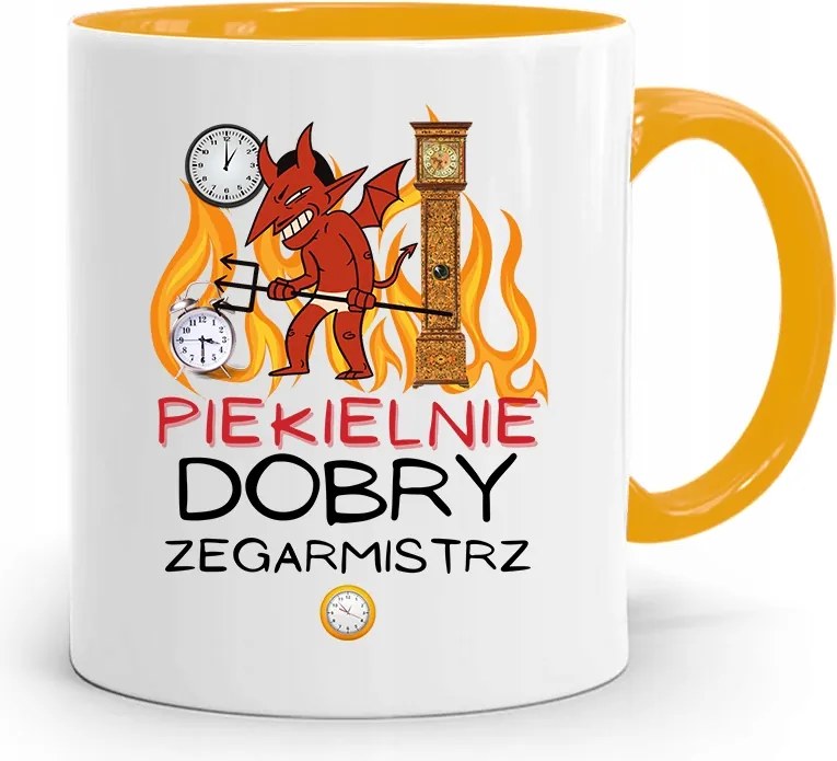 Sárga Bögre Óramesternek Pokolian Jó, fényképes nyomattal