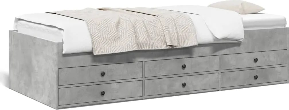 vidaXL betonszürke kanapéágy fiókkal matrac nélkül 90x200 cm