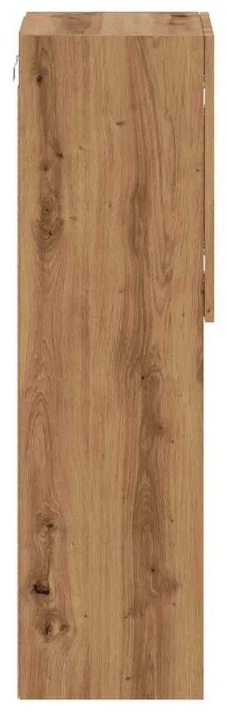 2 db kézműves tölgy TV-szekrény LED-lámpákkal 30,5x30x102 cm