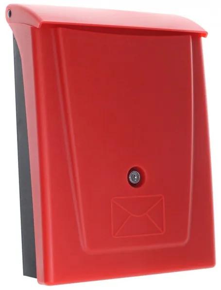 T06255 Rottner Posta műanyag postaláda kulcsos zárral piros színben 340x250x110mm