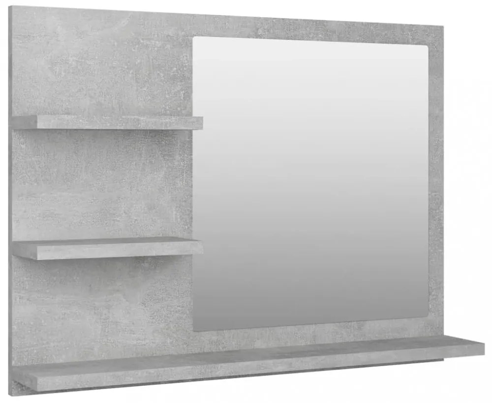 betonszürke szerelt fa fürdőszobai tükör 60 x 10,5 x 45 cm