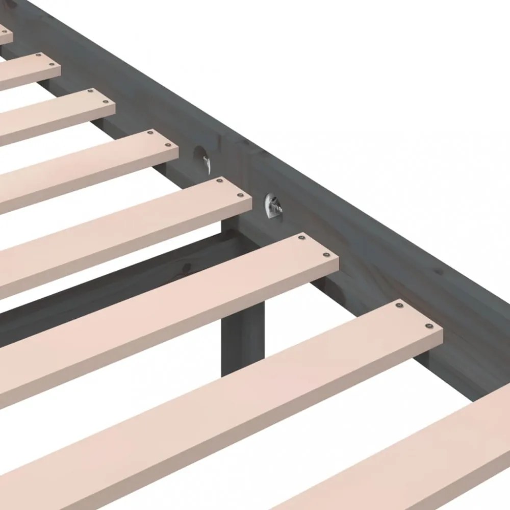 szürke tömör fa ágykeret 140x200 cm