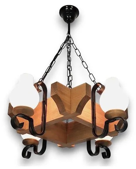 Brilagi - Csillár láncon QUEEN 4xE14/40W/230V bükkfa