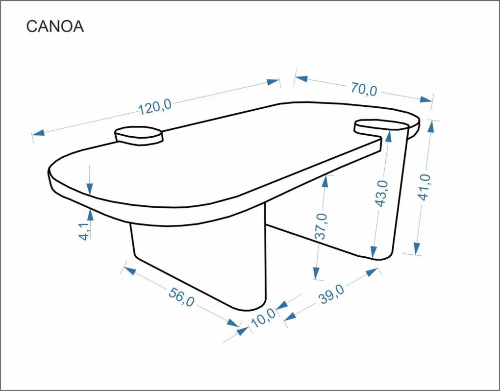 Canoa dohányzóasztal travertin/dió