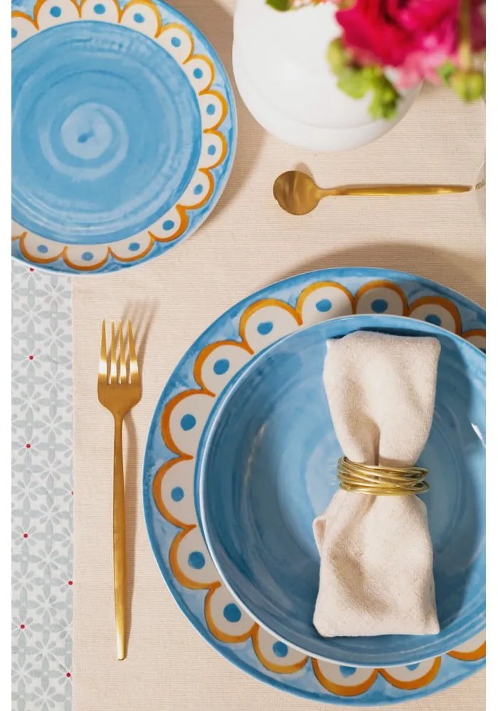 Világoskék porcelán tányér készlet 6 db-os ø 27 cm Tangeri blue – Villa Altachiara