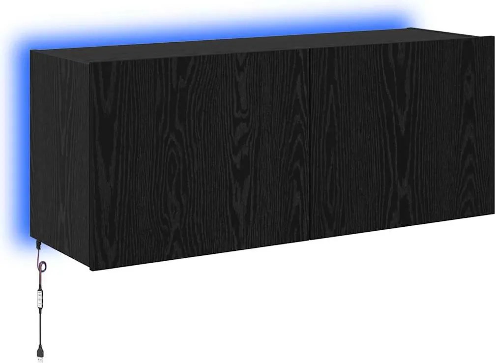 vidaXL TV Fali Szekrény Fekete tölgy 100 x 35 x 41 cm Faanyag