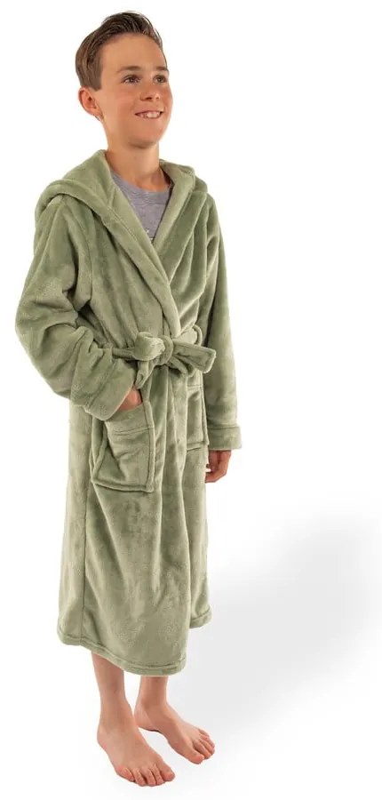Zöld mikroplüss gyerek fürdőköpeny, 122-128 Delux – Tiseco Home Studio