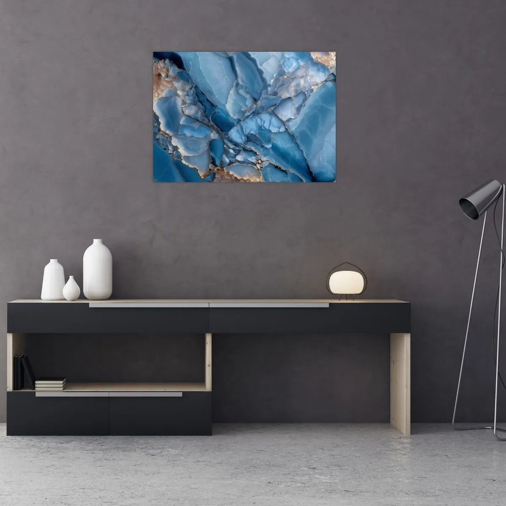 Üveg kép - Kék tagolt márvány (70x50 cm)