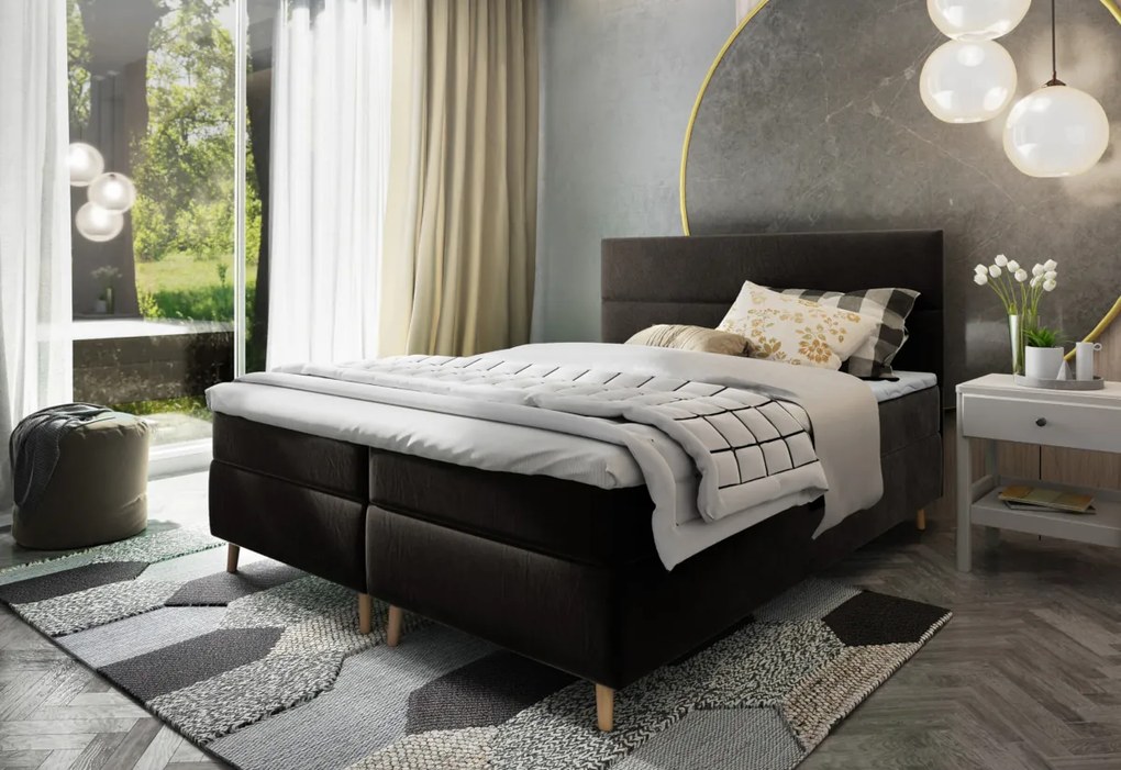 LANTA kárpitozott boxspring ágy, 180x200, kronos 02