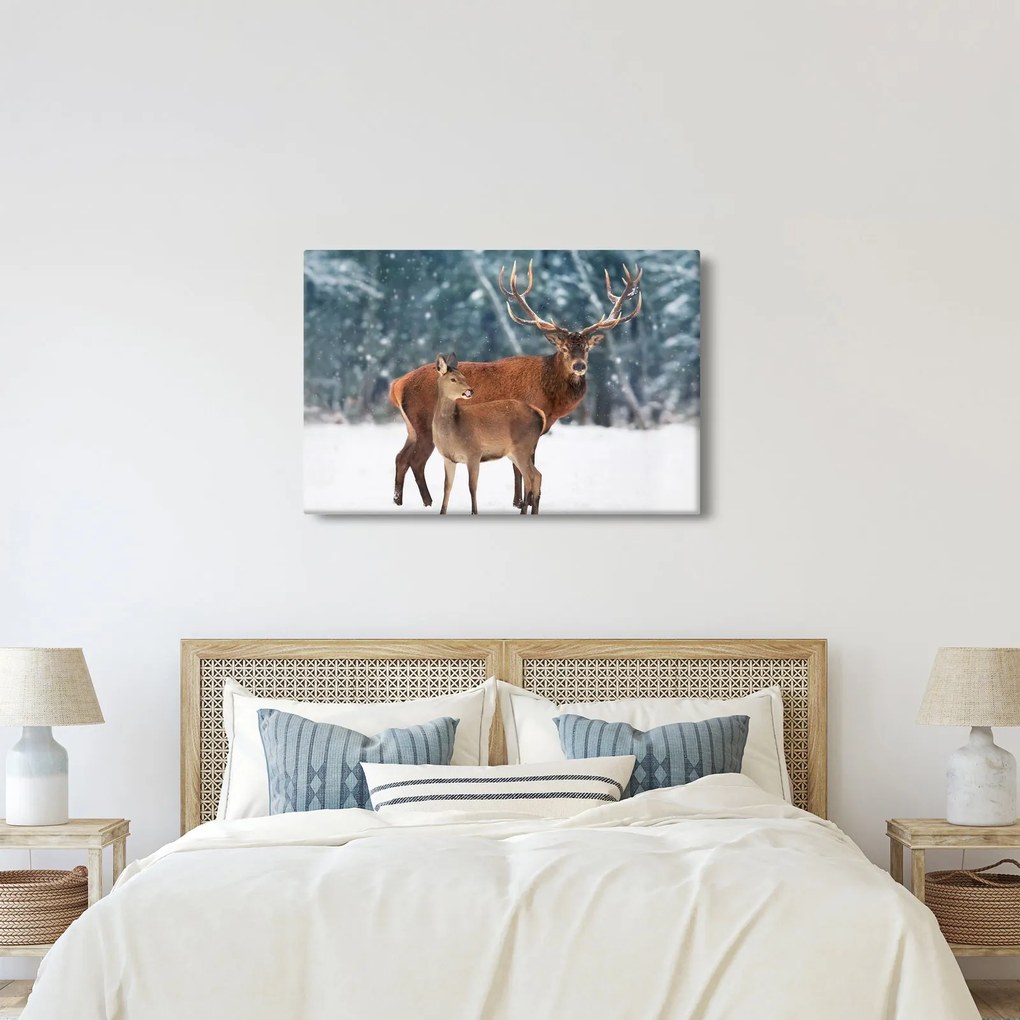 Kép egy szarvasról és őzikéről (90x60 cm)