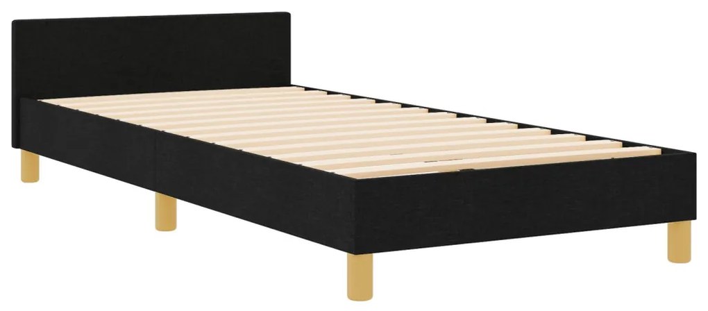 vidaXL Ágykeret fejtámlával Fekete 100 x 200 cm szövet