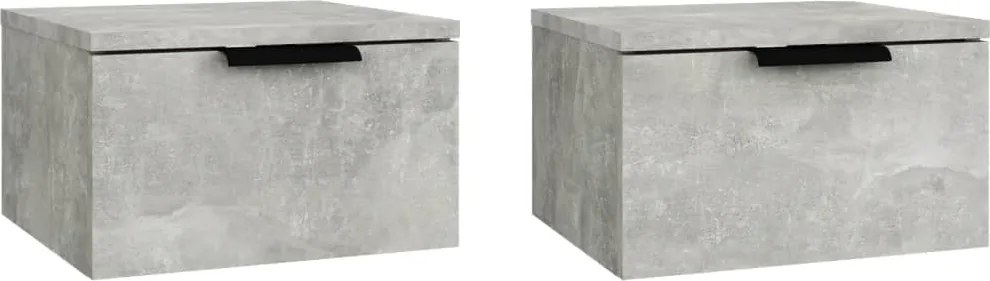 vidaXL 2 db betonszürke falra szerelhető éjjeliszekrény 34x30x20 cm