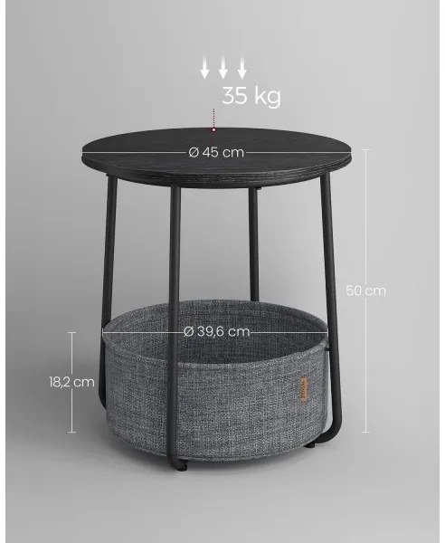 NOIRA oldalsó asztal fekete/szürke