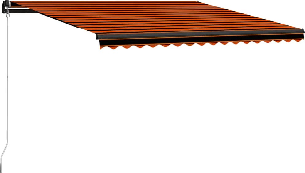 vidaXL narancssárga és barna kézzel kihúzható napellenző 450 x 300 cm