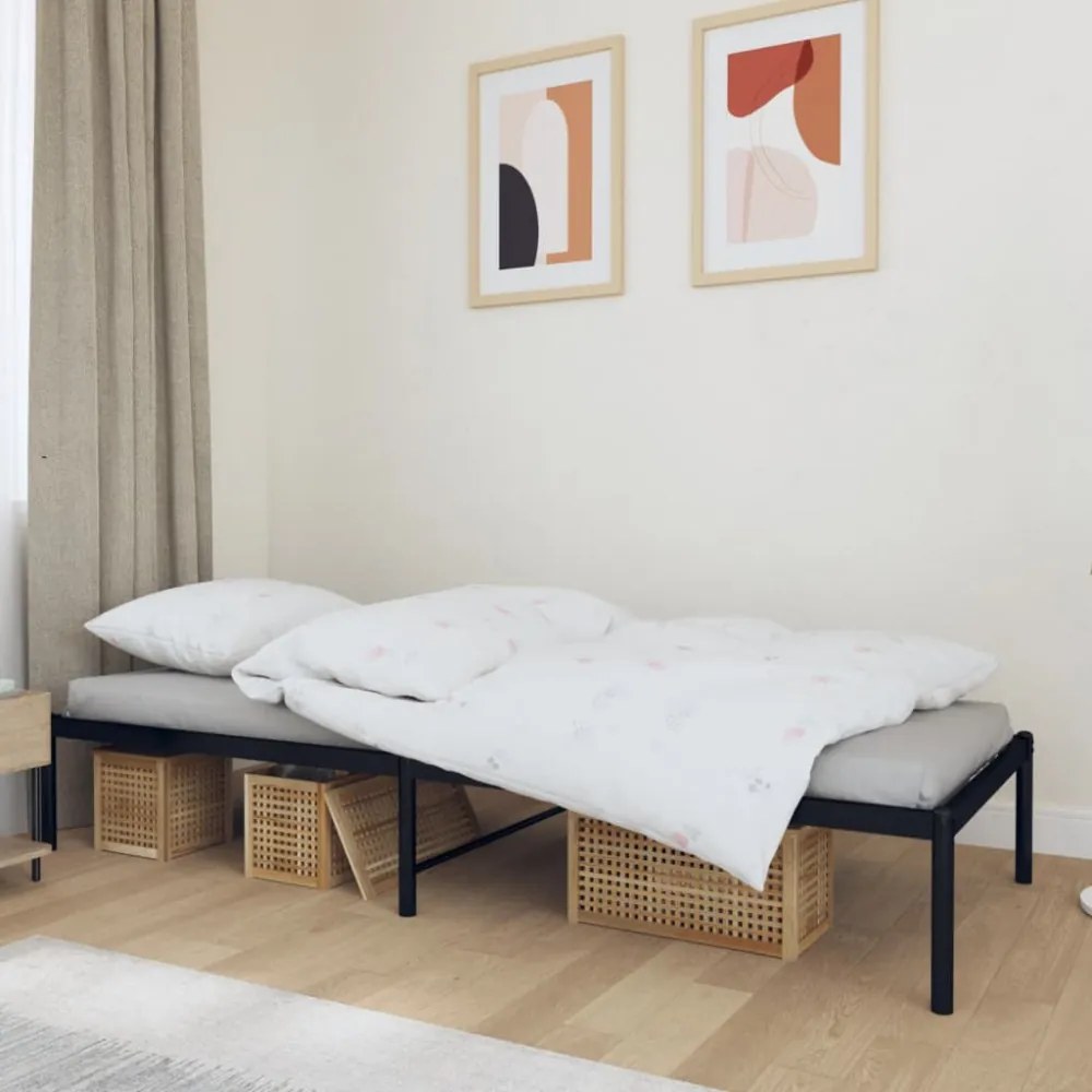 fekete fém ágykeret 75 x 190 cm