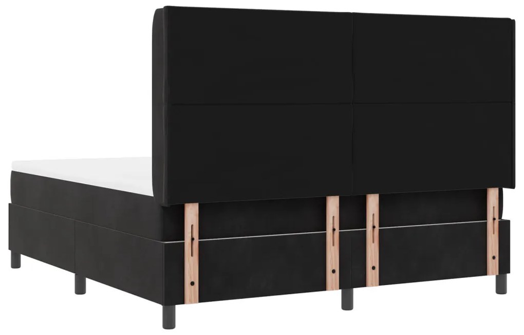 Boxspring Ágy Matraccal és LED Fénnyel Fekete 180x200 cm Bársony