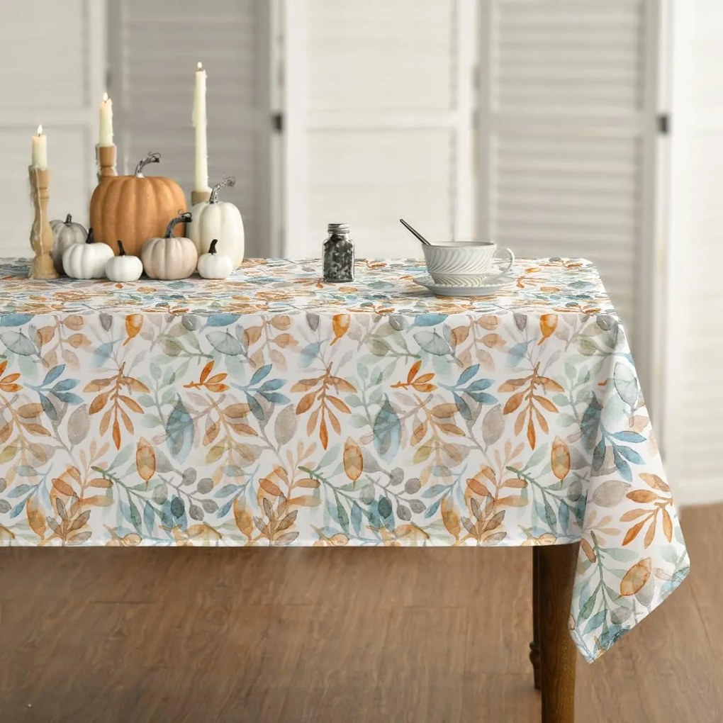 Horaldaily Kék és Narancssárga Levelek Mintás Abrosz 130 cm x 220 cm