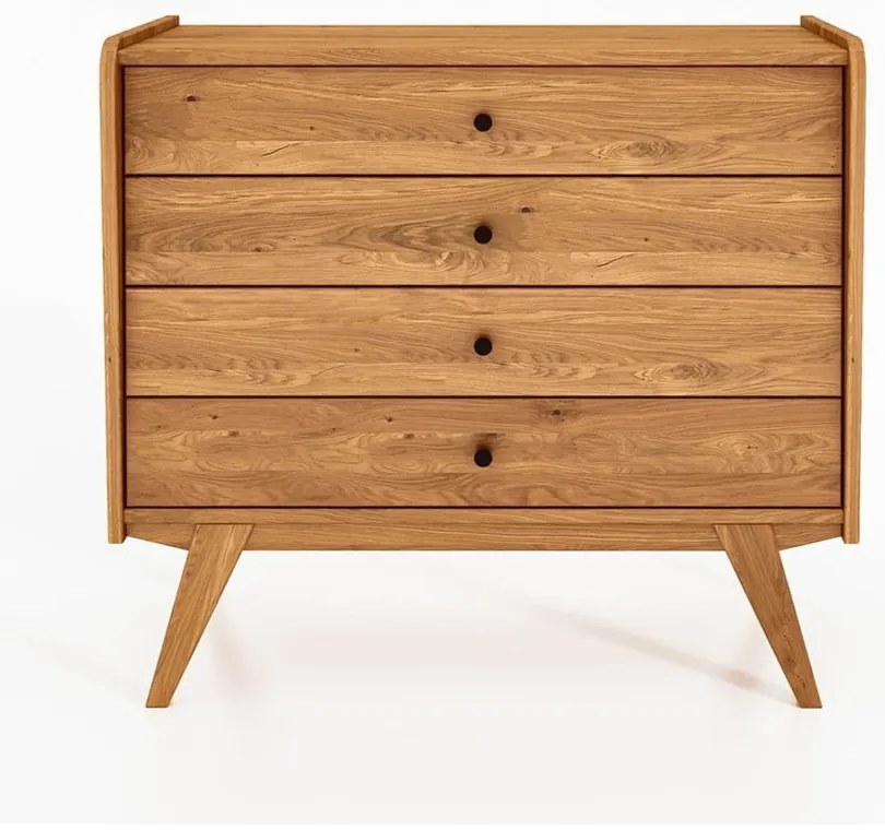 Alacsony tölgyfa komód 100x90 cm Retro - The Beds