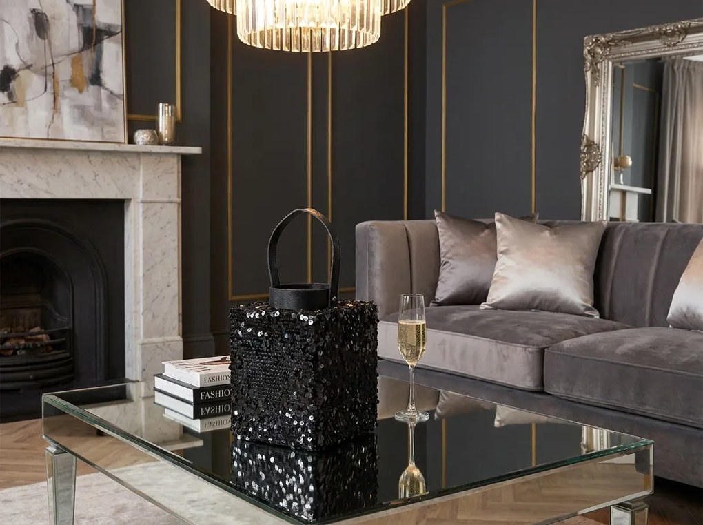 Lámpás flitterekkel LOFTY GLAM 20 cm, fekete