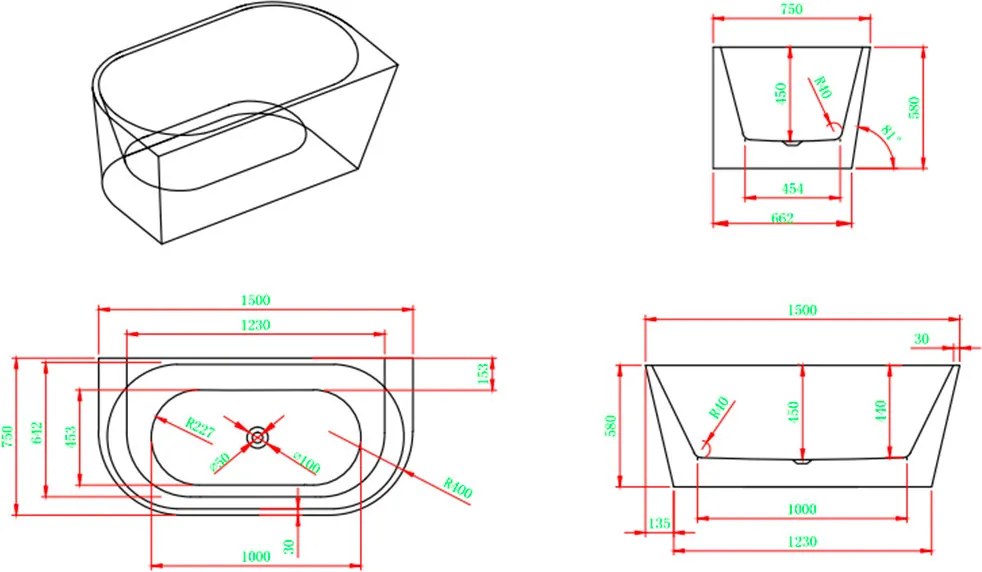 Still szabadon álló fürdőkád