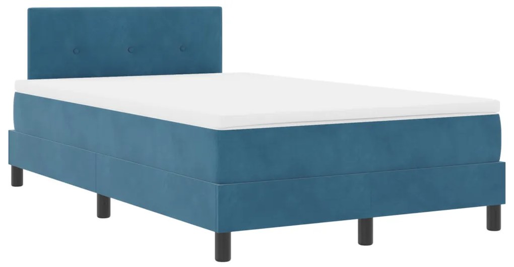 Boxspring Ágy Matraccal Sötétkék Kicsi Kétszemélyes Velúr