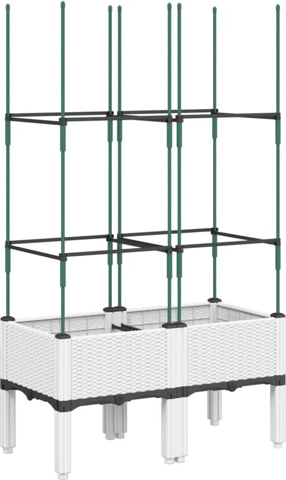 vidaXL fehér polipropilén rácsos kerti ültetőláda 80 x 40 x 142,5 cm