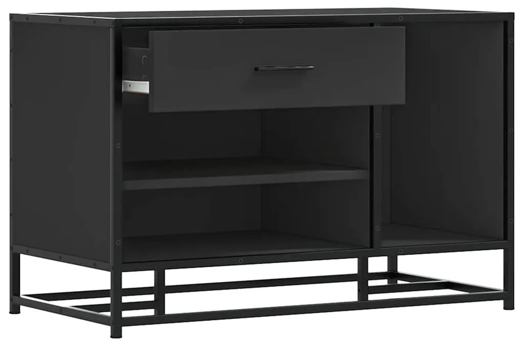 Cipőpad Fekete 80x40x53,5 cm Fából és fémből készült pad