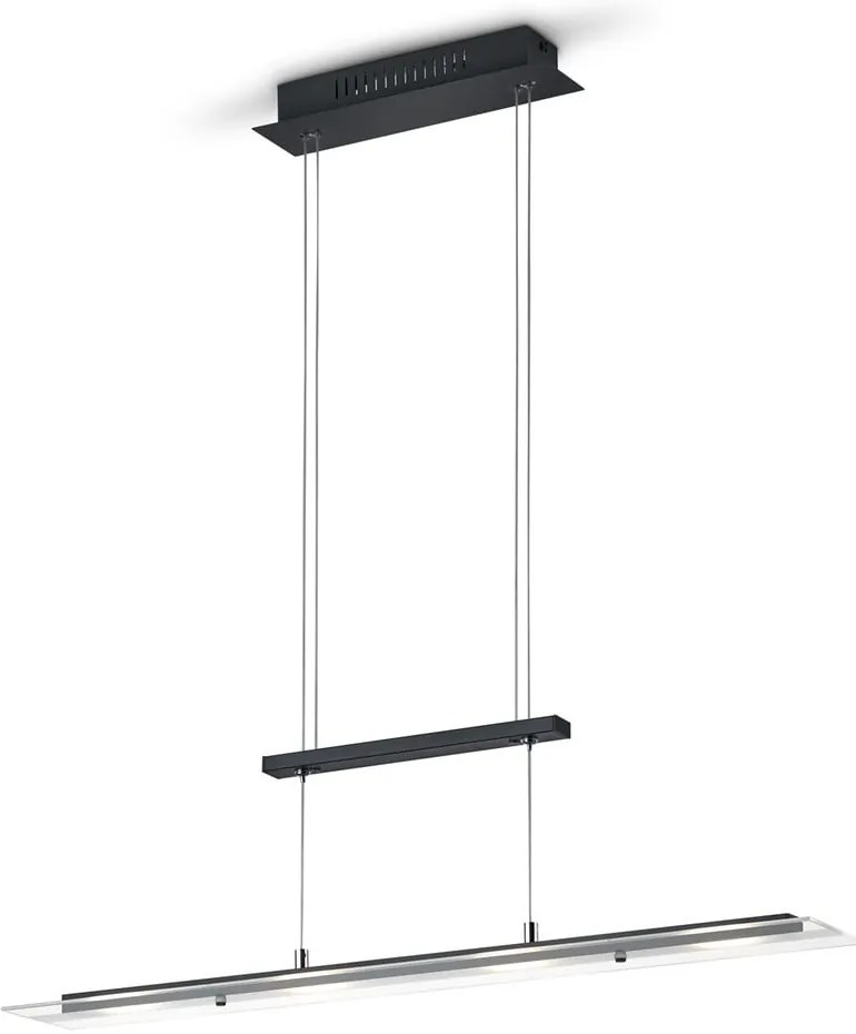 Fekete LED függőlámpa üveg búrával Milos – Trio