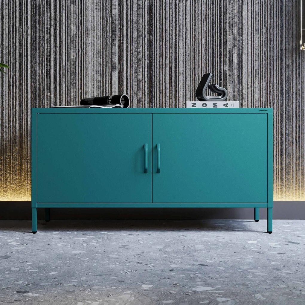 Fém TV-szekrény lábakkal, tengerkék, 1150x595x400 mm: ROSA Modern