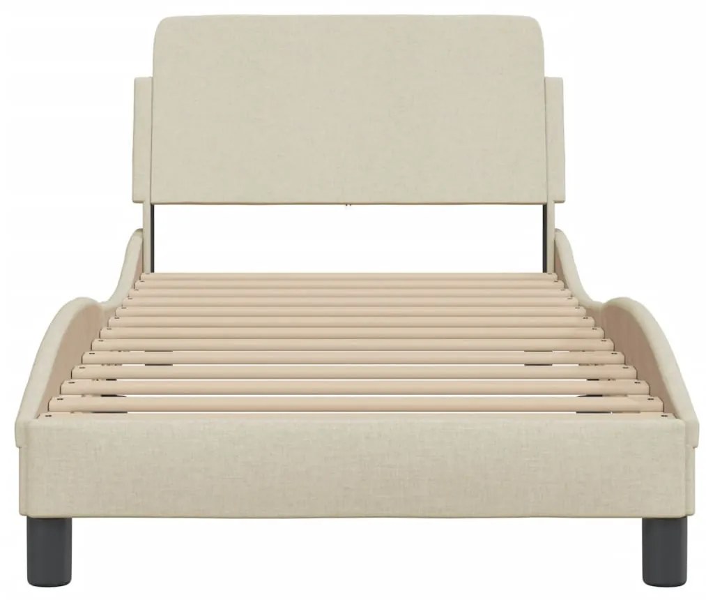 krémszínű szövet ágykeret fejtámlával Dover 80 x 200 cm