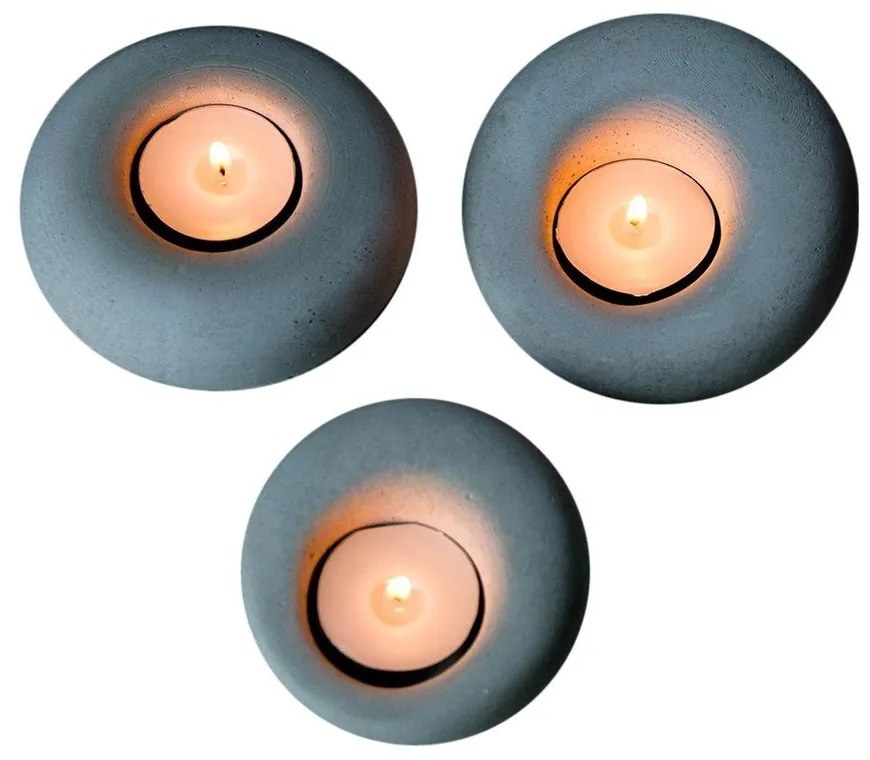 Beton gyertyatartó készlet 3 db-os Donut – Mioli Decor