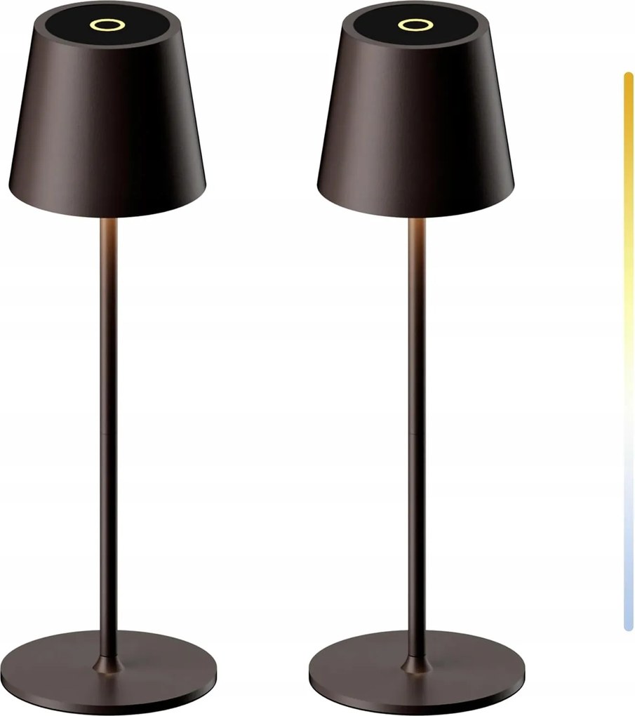 2x Asztali Led Akkumulátoros Vezeték nélküli IP54 Érintőképernyős Állítható