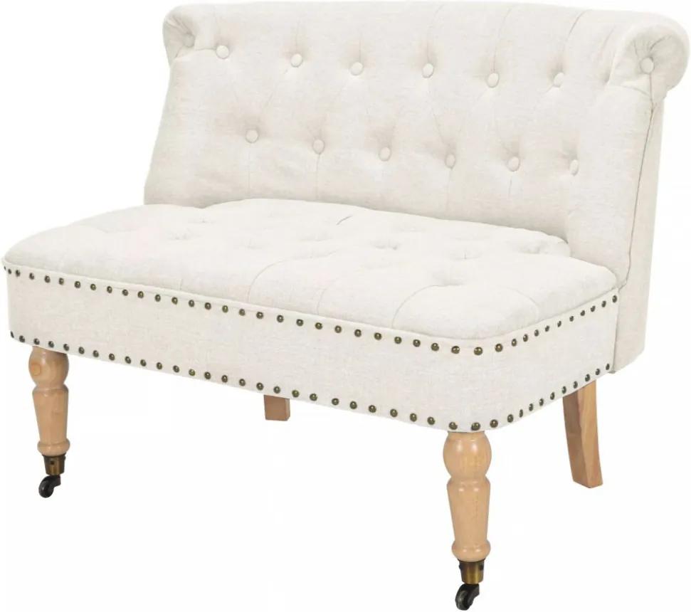 Fehér szövet, 2-személyes kanapé 94 x 67 x 76 cm