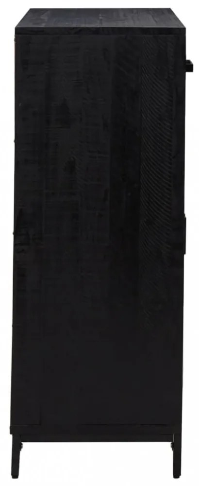 fekete tömör újrahasznosított fenyőfa cipőtartó 75x40x110 cm