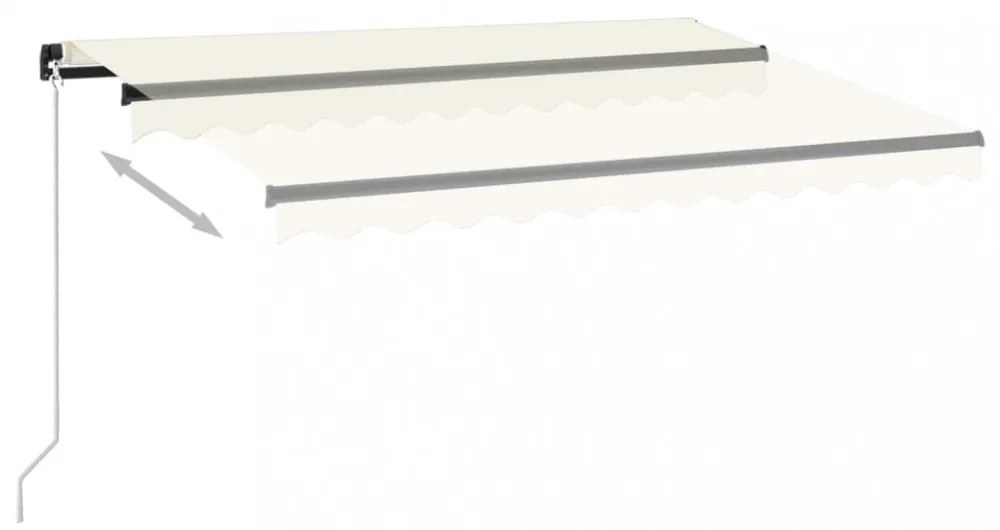 krémszínű kézzel kihúzható LED-es napellenző 350 x 250 cm