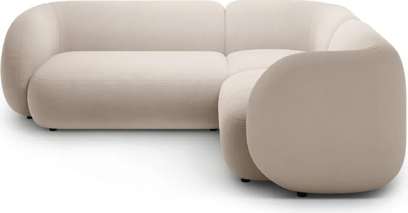 Bézs bársony sarokkanapé (jobb oldali-L alakú) Kate – Micadoni