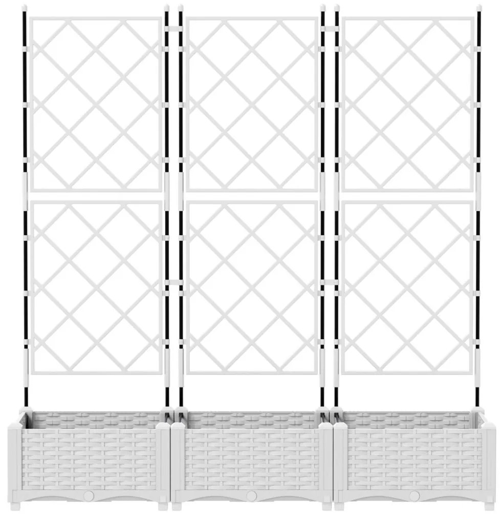 Kertész cserép rácsos változattal 3 pcs Fehér