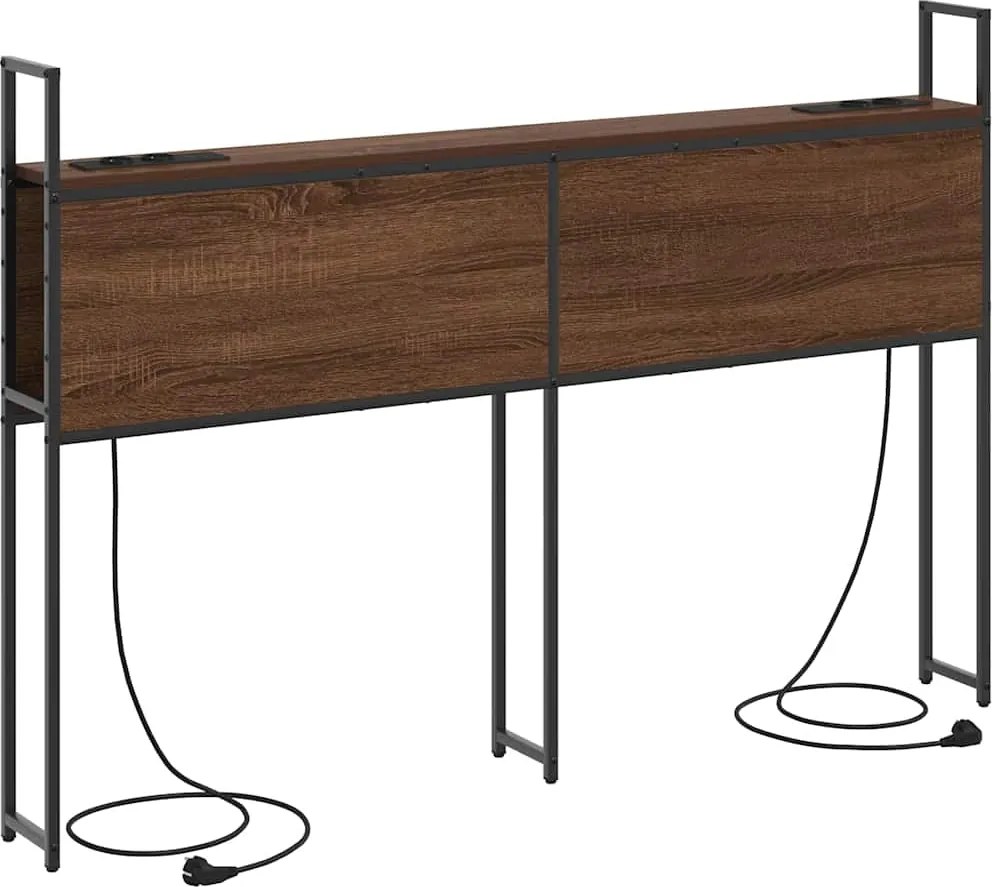 vidaXL Tárolós Fejtámla Töltő Állomással barna tölgy 153 x 15 x 98 cm