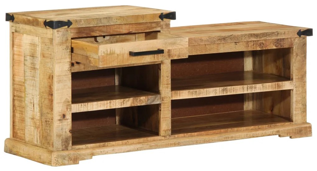 Cipőpad 110x35x50 cm Tömör durva fa mangó