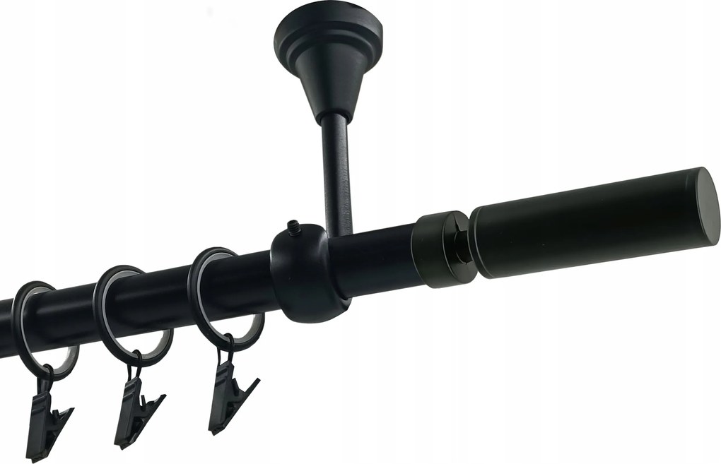 Függönykarnis szimpla Fém Mennyezeti 19mm Fekete Matt 160cm Waldo