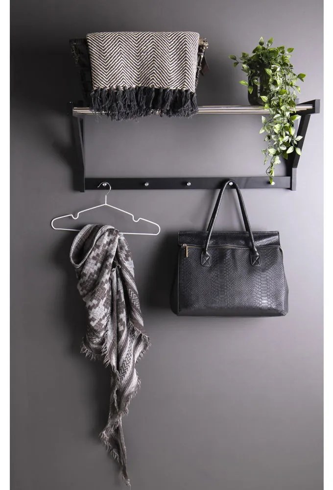 Padova kalaptartó fogas, fekete fa, fekete steel 78x32 cm