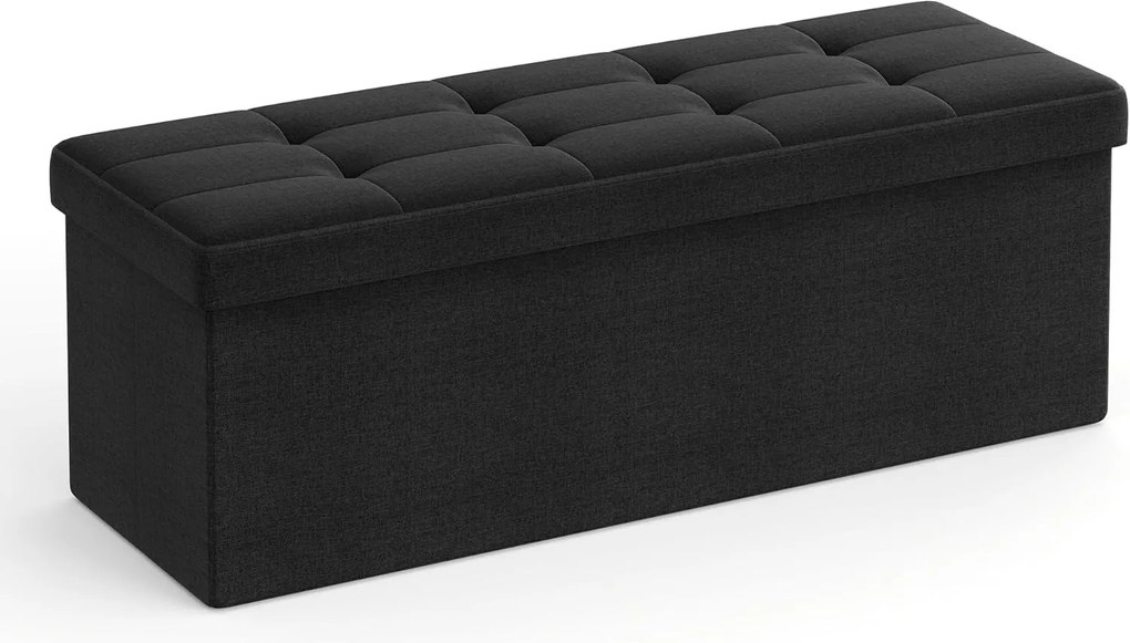 tárolós ülőke – összecsukható pad, 38 × 110 × 38 cm, tintafekete színben